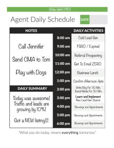 successful real estate agent daily schedule