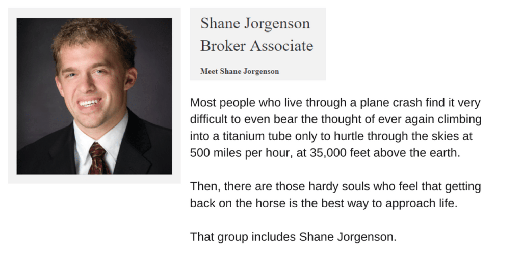 Real Estate Agent Bio Example - Shane